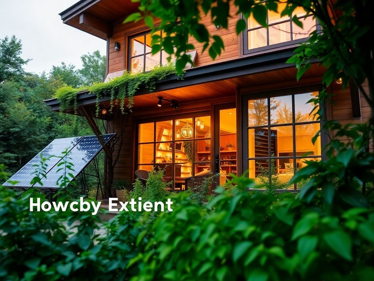 Imagine a casa eficienta energetic, cu panouri solare.