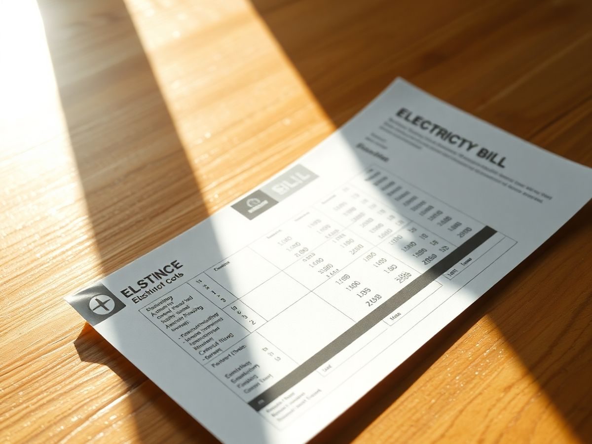 Factura de energie electrică pe o masă.